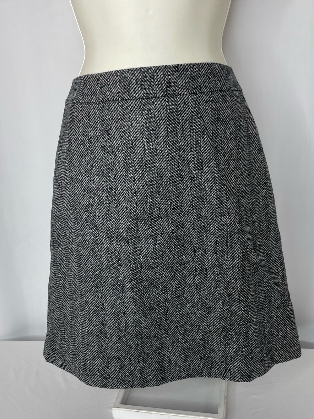 Boden Heritage British Tweed Wool Herringbone Skirt Gray US 4R